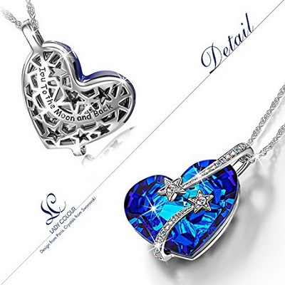 Lady Colour Venus Shooting Star And Hollow-Out Design Heart Sapphire Pendant Necklace