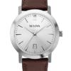 Bulova Unisex Stainless Steel Watch With Brown Leather Band